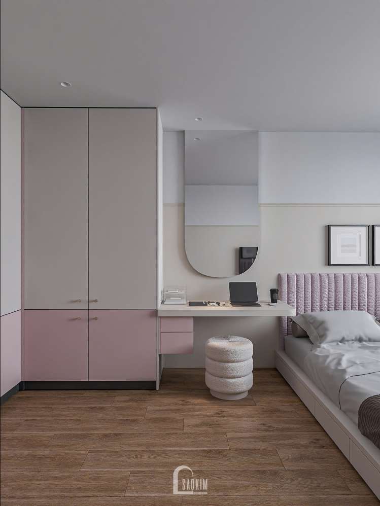 Thiết kế nội thất không gian phòng ngủ mang phong cách Parisian tại chung cư Vinhomes Smart City
